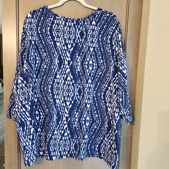 Liz&Me by Catherines Blue & White Shirt Size 2X (22/24W) - Picture 3 of 6